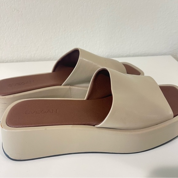 SVEGAN Janice Vegan Leather Platform Sandal in Tahini Beige Size 40 - Picture 7 of 11